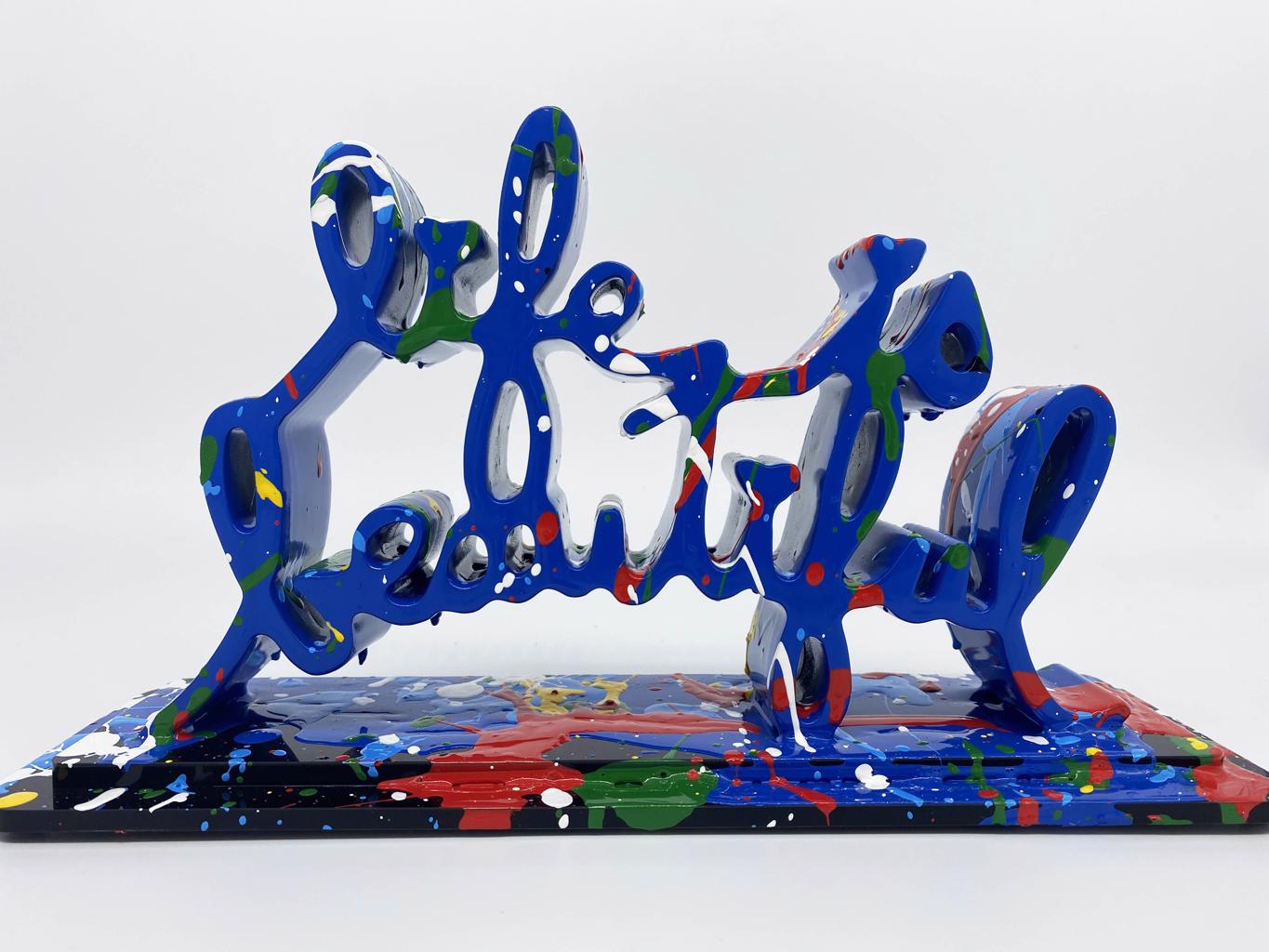Mr. Brainwash, 'Life is Beautiful -Dipped Splash', 2020 | Blue | Available for Sale | Image of signed sculpture
