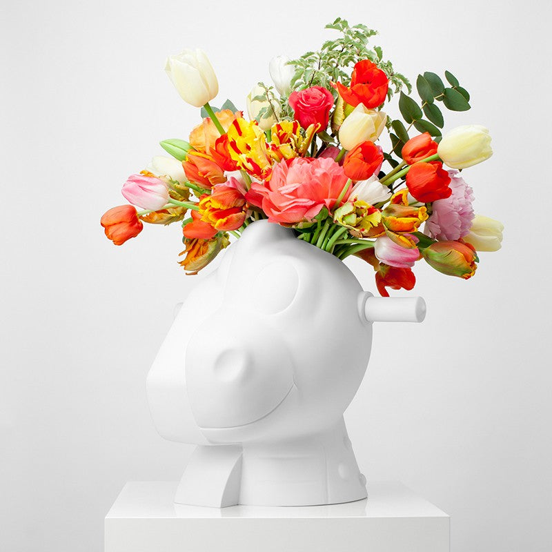 Jeff Koons 'Split Rocker' 2012 | Available for Sale | Image of Sculpture with Flowers