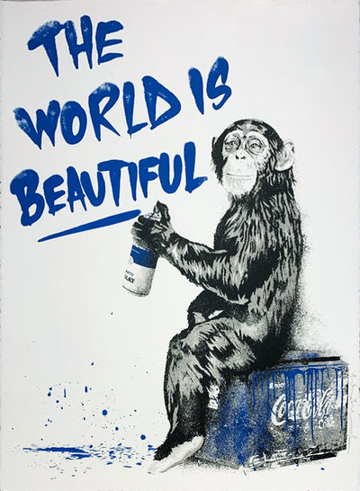 Mr. Brainwash, 'The World is Beautiful', 2020 | Blue | Available for Sale | Image of Print