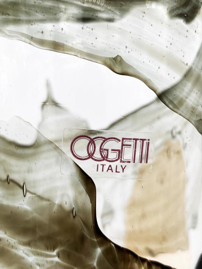 Mario Badioli, 'Clear Glass Vase with Applied Melted Sections and Ribbons Depicting an Abstract Face'