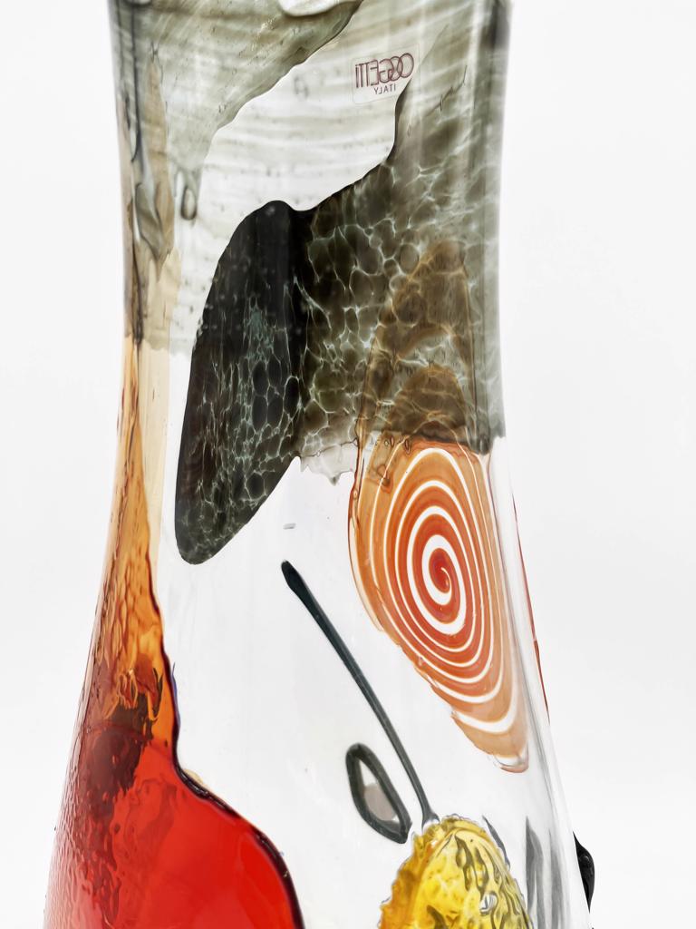 Mario Badioli, 'Clear Glass Vase with Applied Melted Sections and Ribbons Depicting an Abstract Face'
