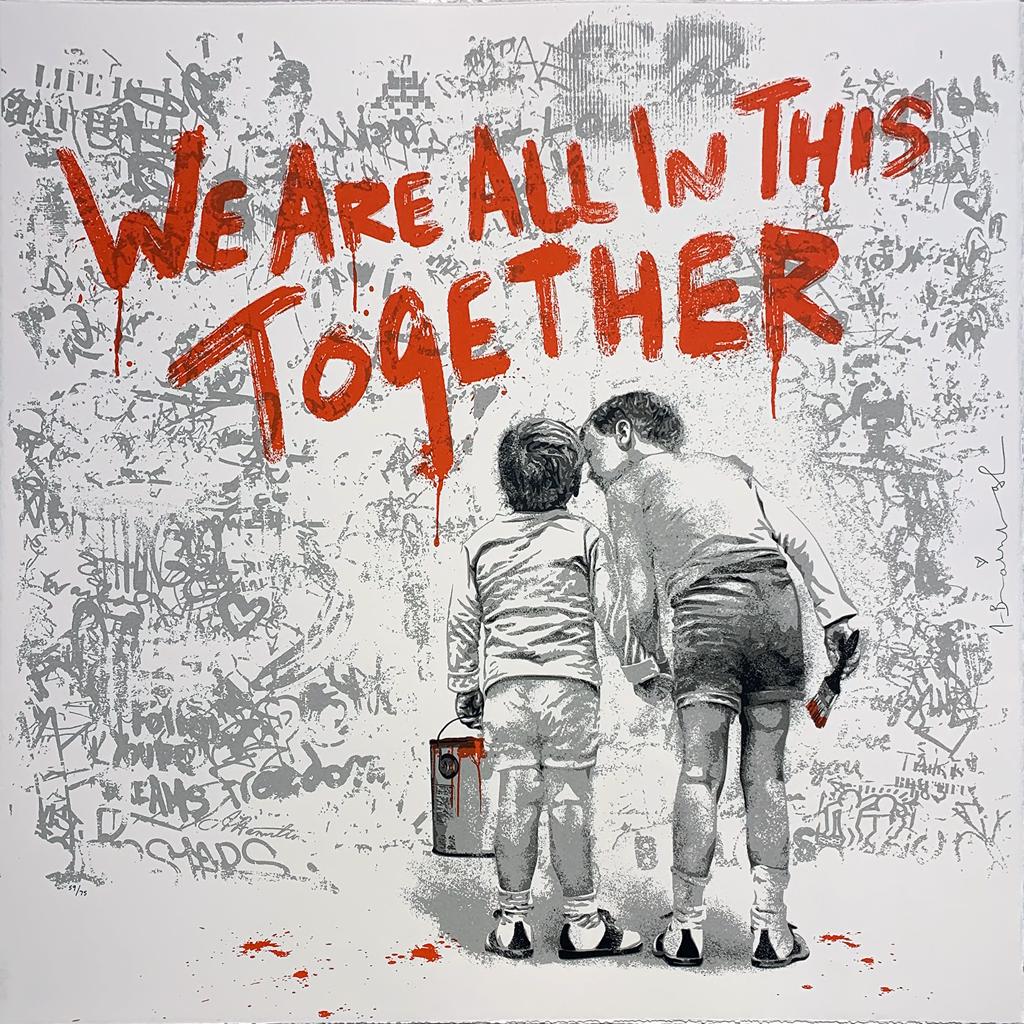 Mr. Brainwash, 'We Are All In This Together', 2020 | Red | Available for Sale | Image of signed edition print